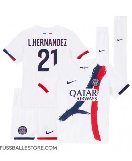 Günstige Paris Saint-Germain Lucas Hernandez #21 Auswärts Trikotsatzt Kinder 2025-26 Kurzarm (+ Kurze Hosen)